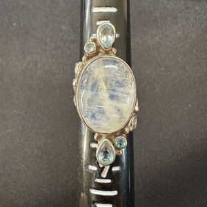 Sterling Silver Moonstone and Blue Topaz Ring